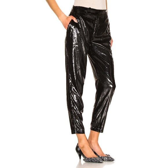 NWT RtA black metallic sheen “tinsel”-look and feel velvet-like tailored trouser - Picture 6 of 16